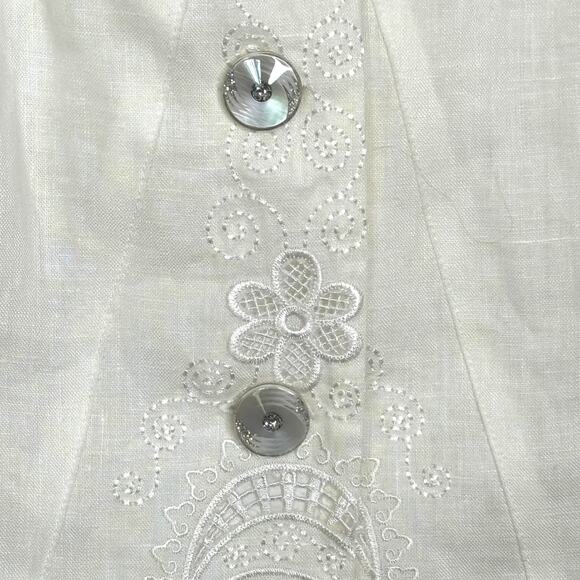 NEW Wms 8 White Linen Blazer Lace Embroidered Formal Elegant Party Easter - Picture 8 of 16